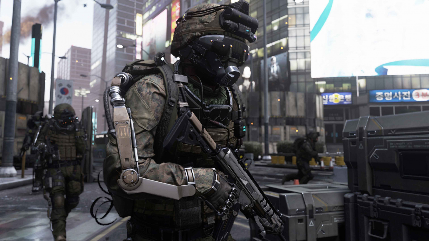 Call of Duty Advanced Warfare, Machine, Technology, Troop, Soldier. Wallpaper in 1366x768 Resolution