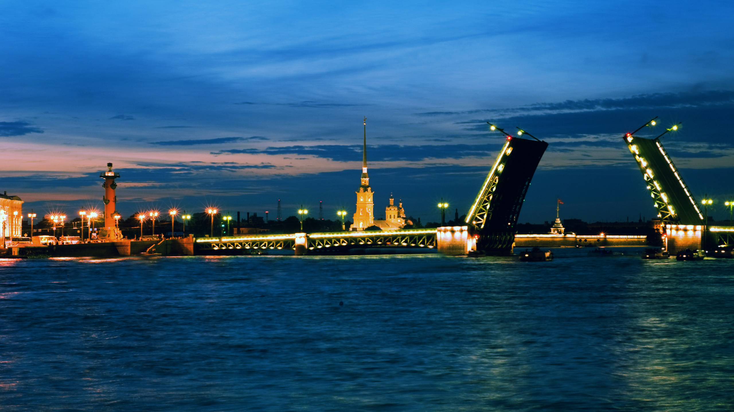 Skyline Der Stadt Bei Nacht Night. Wallpaper in 2560x1440 Resolution