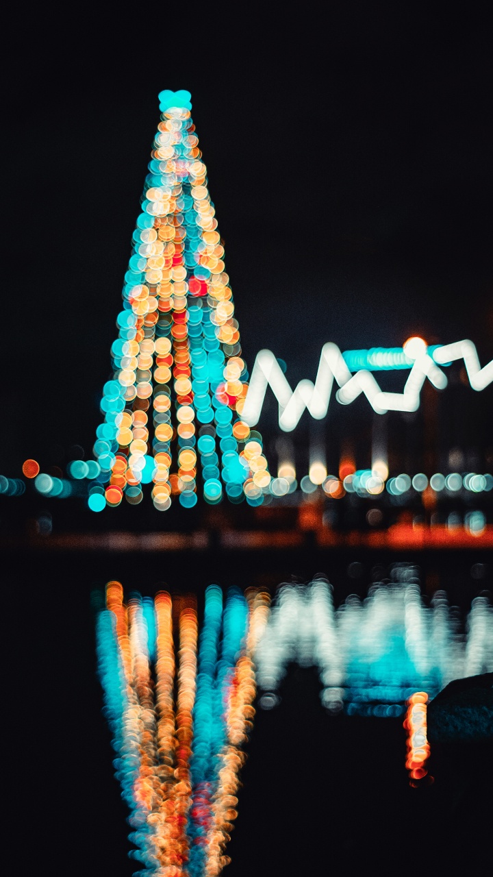 Weihnachten, Wahrzeichen, Blau, Licht, Nacht. Wallpaper in 720x1280 Resolution