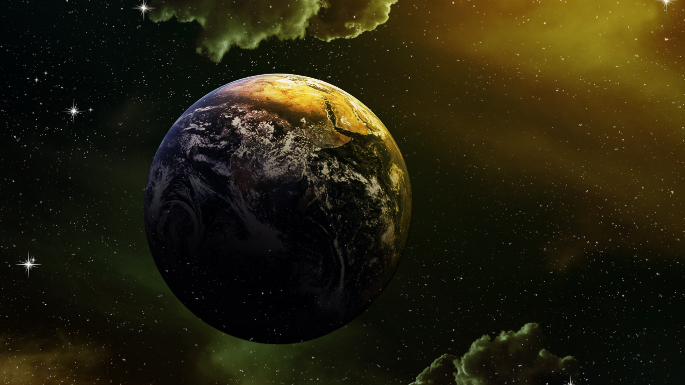 Pleine Lune Dans le Ciel. Wallpaper in 1366x768 Resolution