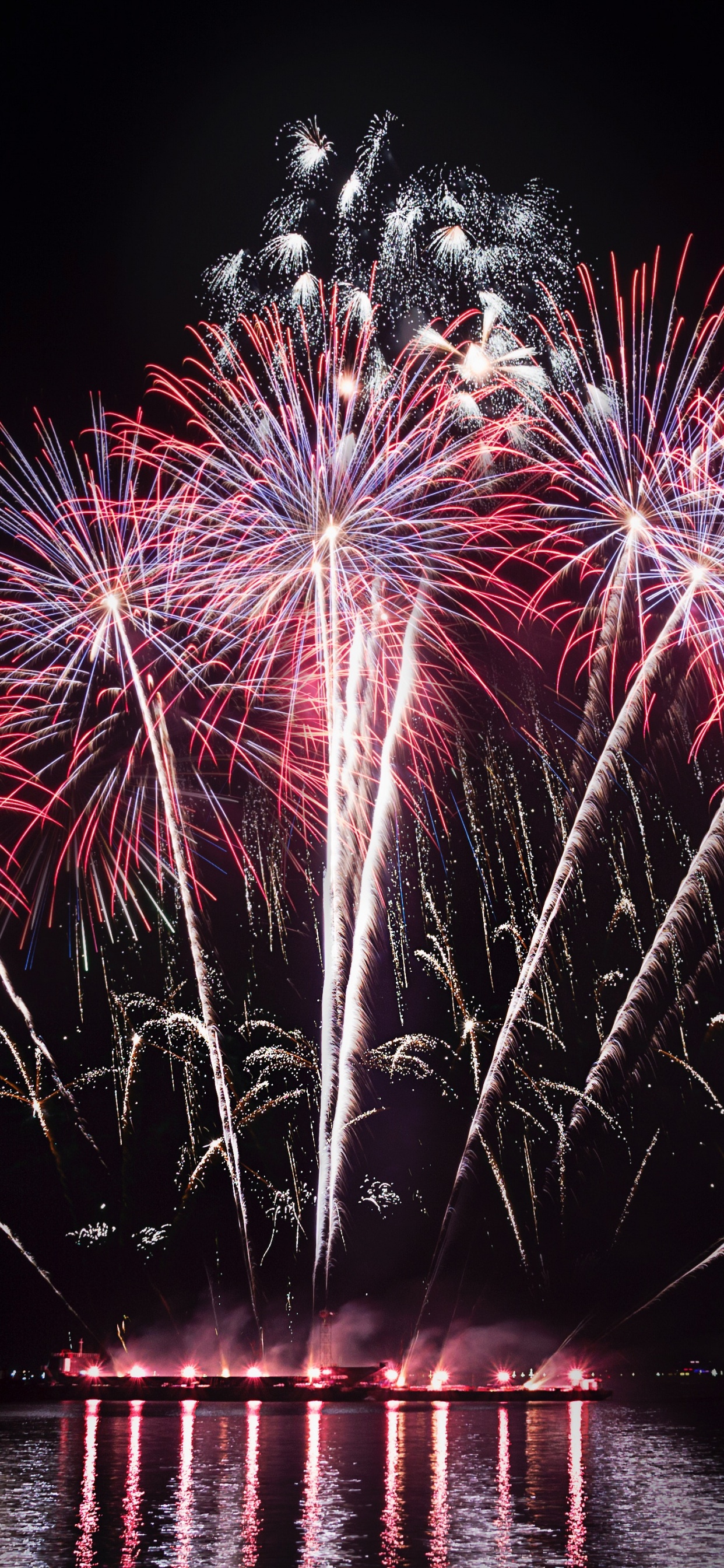 Artifice, Nuit, Nature, Réflexion, le Jour de L'an. Wallpaper in 1242x2688 Resolution