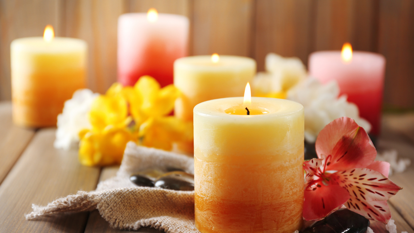 Candle, Wax, Lighting, Yellow, Flameless Candle. Wallpaper in 1366x768 Resolution