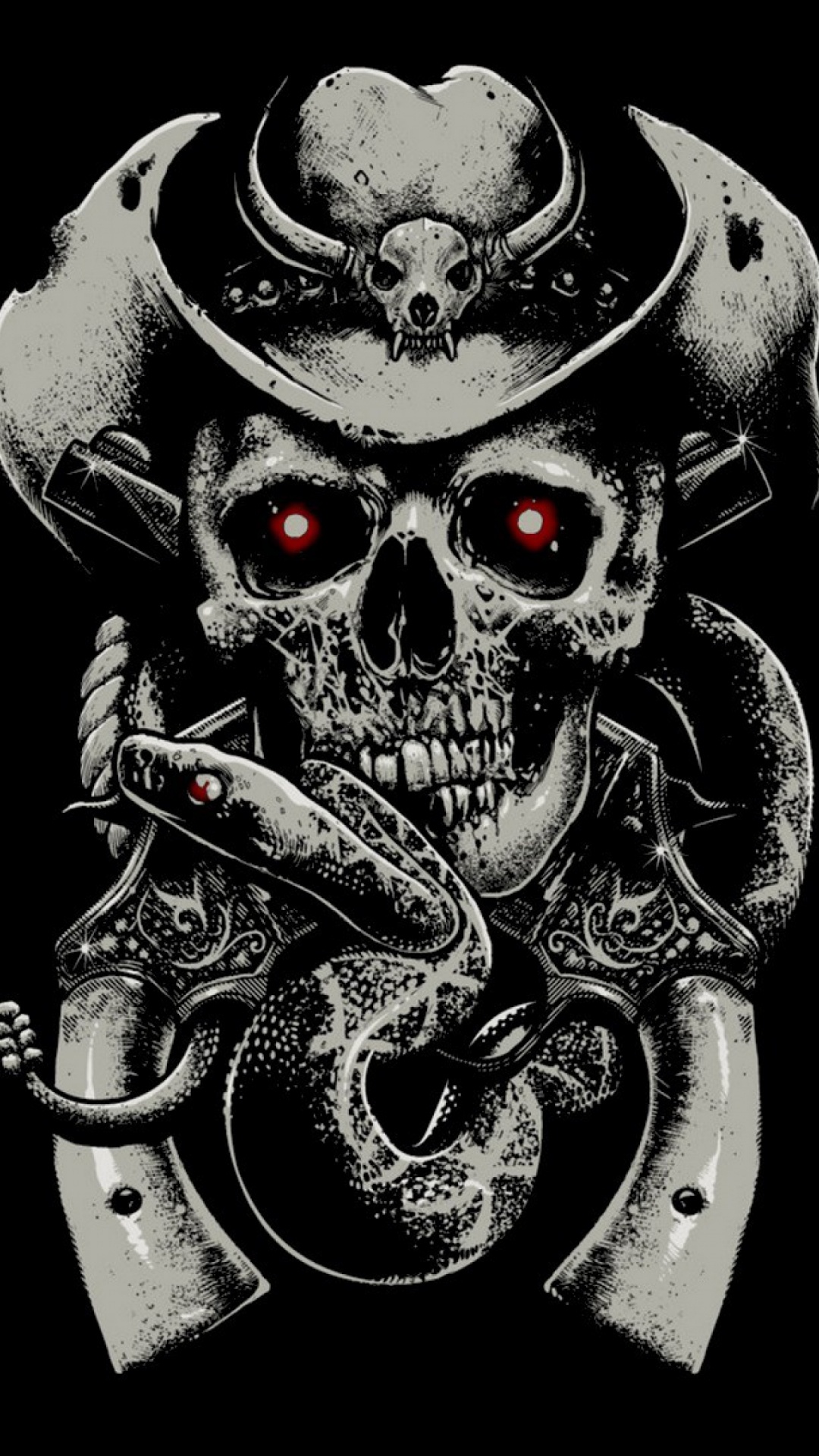 Skull, Illustration, Bone, Black and White. Wallpaper in 1080x1920 Resolution