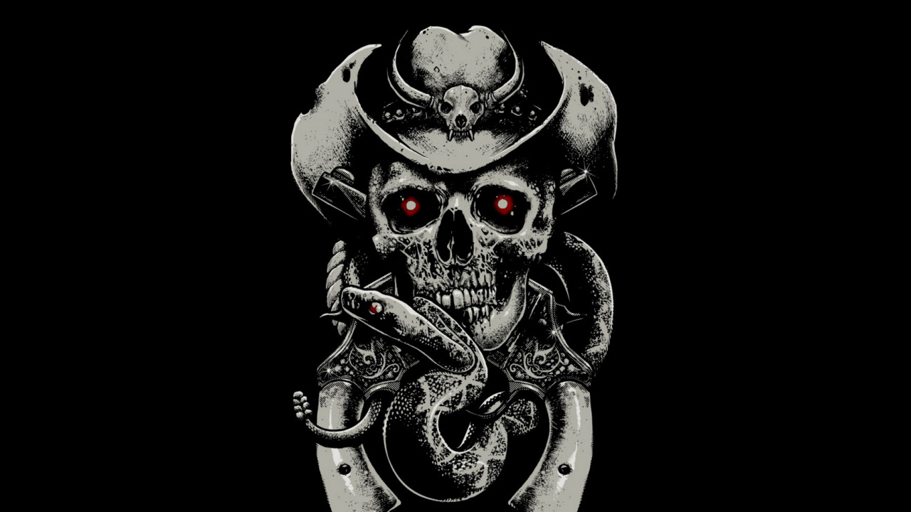 Skull, Illustration, Bone, Black and White. Wallpaper in 1280x720 Resolution