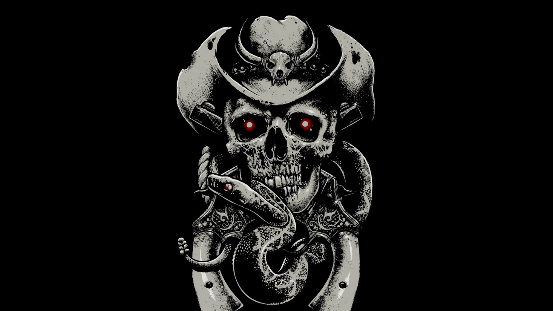 Skull, Illustration, Bone, Black and White. Wallpaper in 1920x1080 Resolution