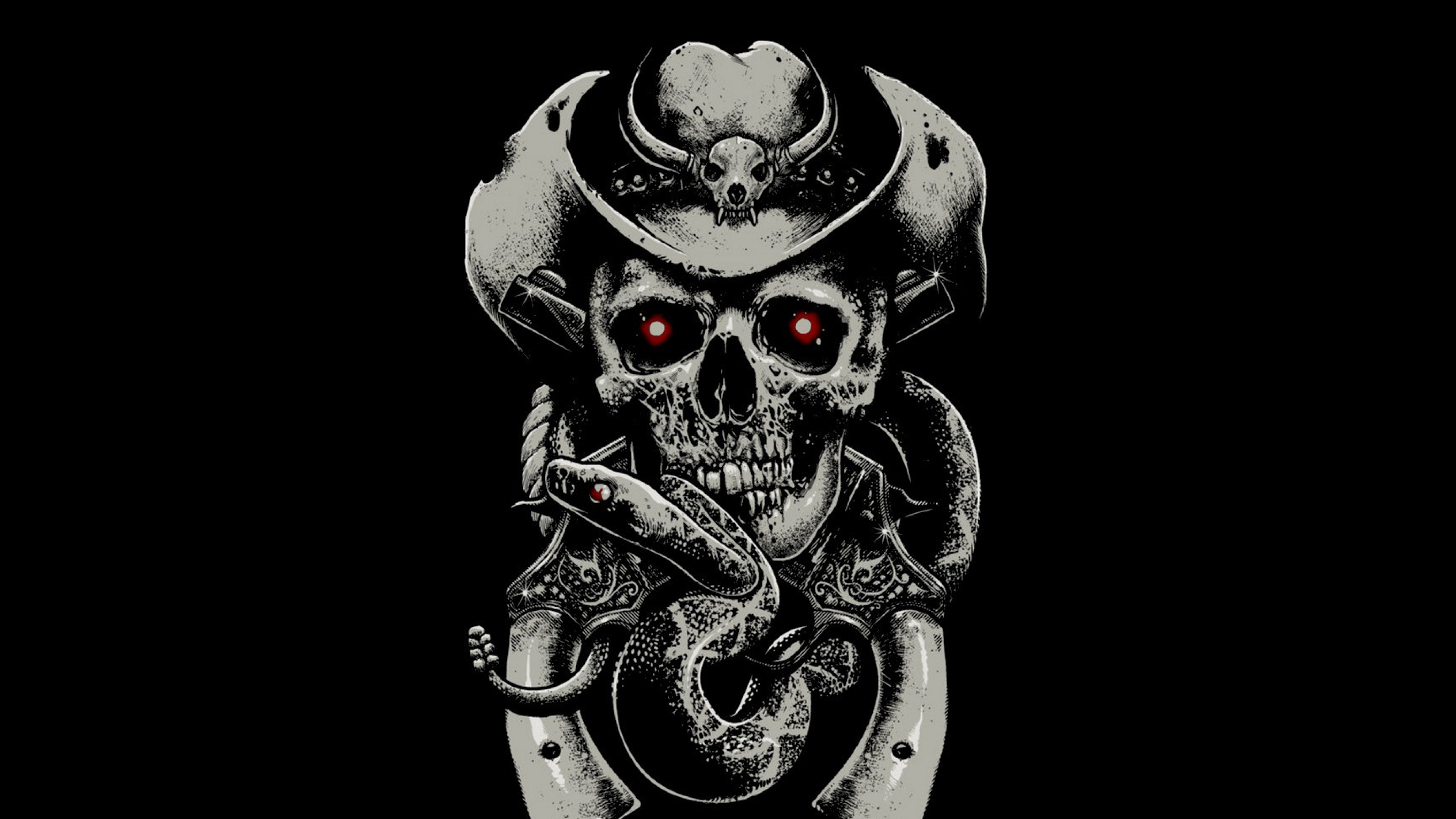 Skull, Illustration, Bone, Black and White. Wallpaper in 3840x2160 Resolution