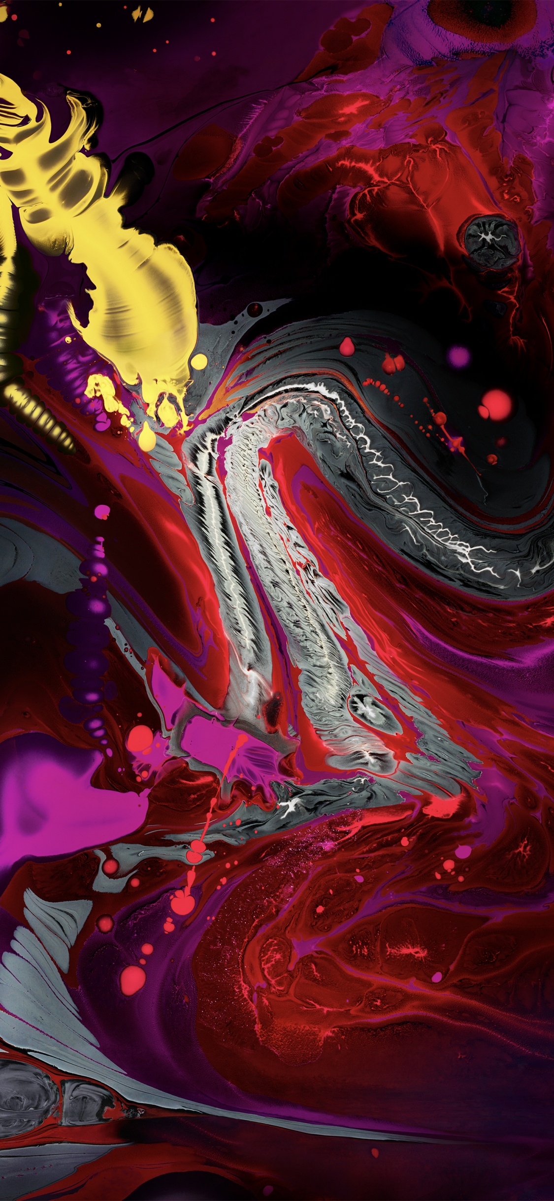 Peinture Abstraite Violette et Jaune. Wallpaper in 1125x2436 Resolution