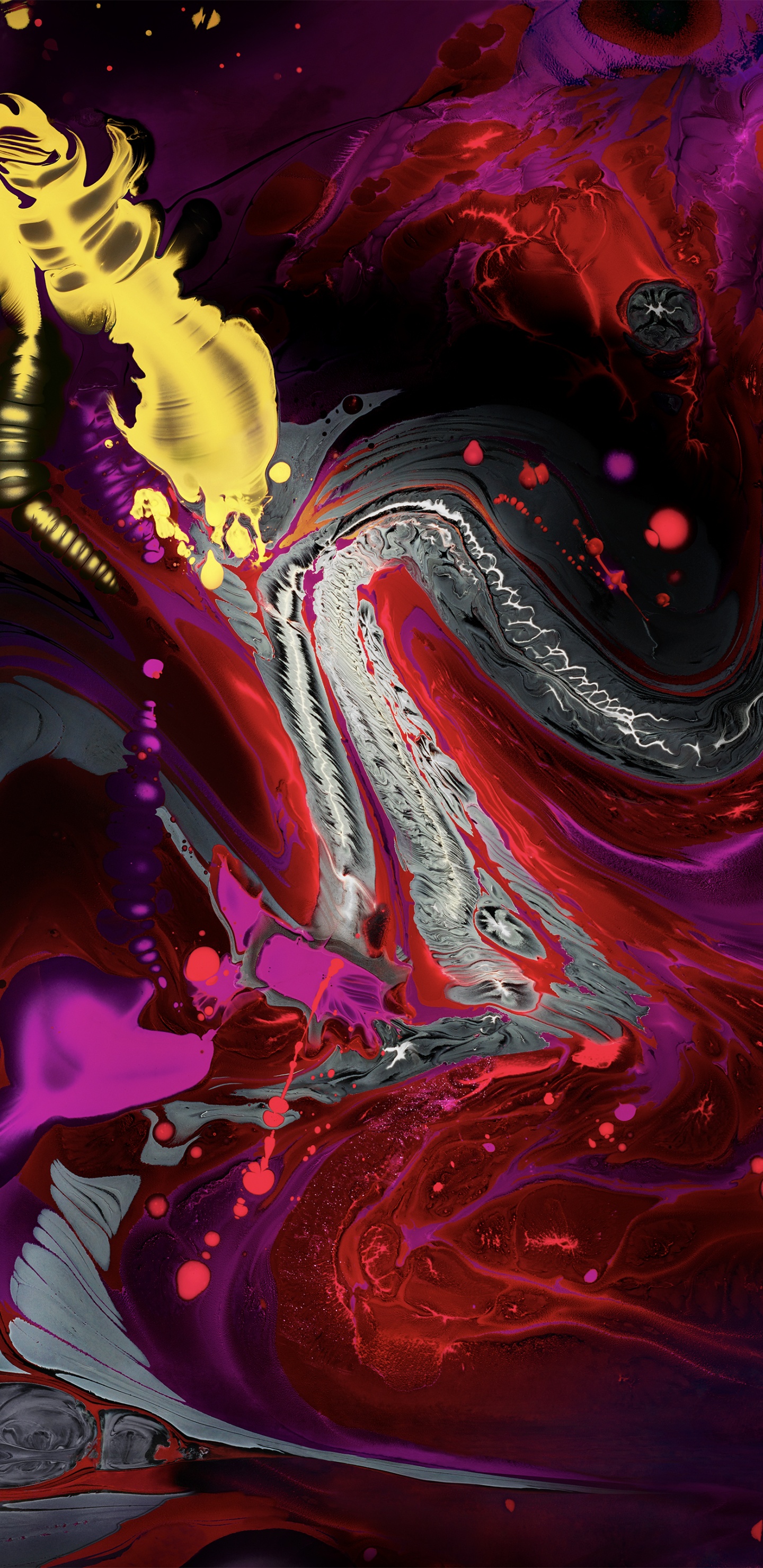 Peinture Abstraite Violette et Jaune. Wallpaper in 1440x2960 Resolution