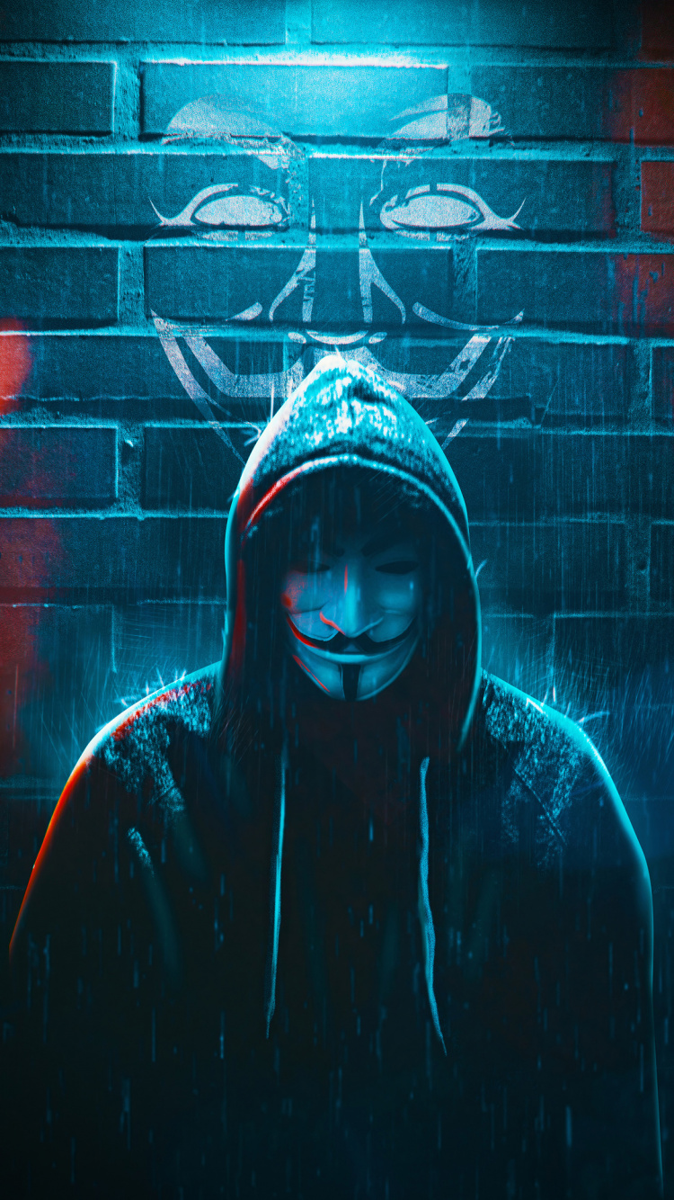 Anonym, V for Vendetta, Hacker, Ziegel, Graffiti. Wallpaper in 750x1334 Resolution