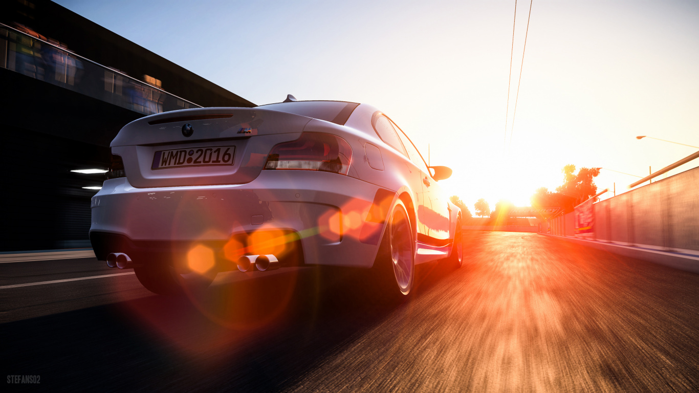 Orange and White Porsche 911 on Road During Sunset. Wallpaper in 1366x768 Resolution