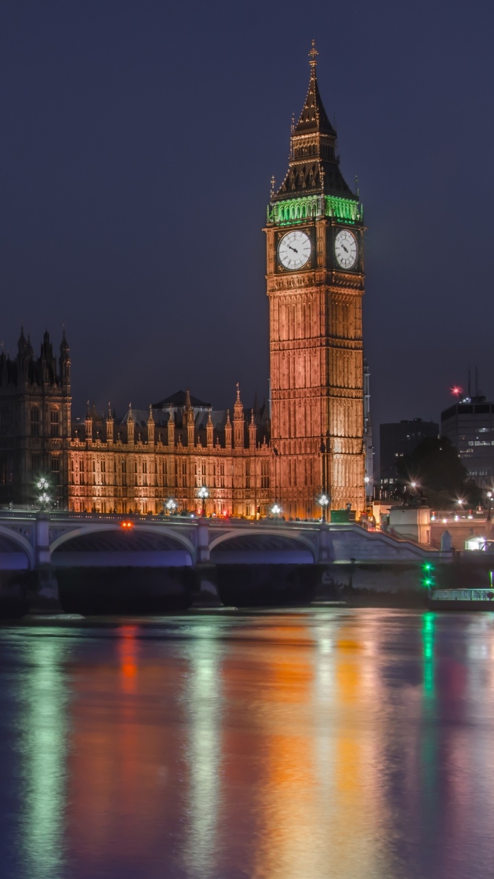 Big Ben London Während Der Nachtzeit. Wallpaper in 720x1280 Resolution