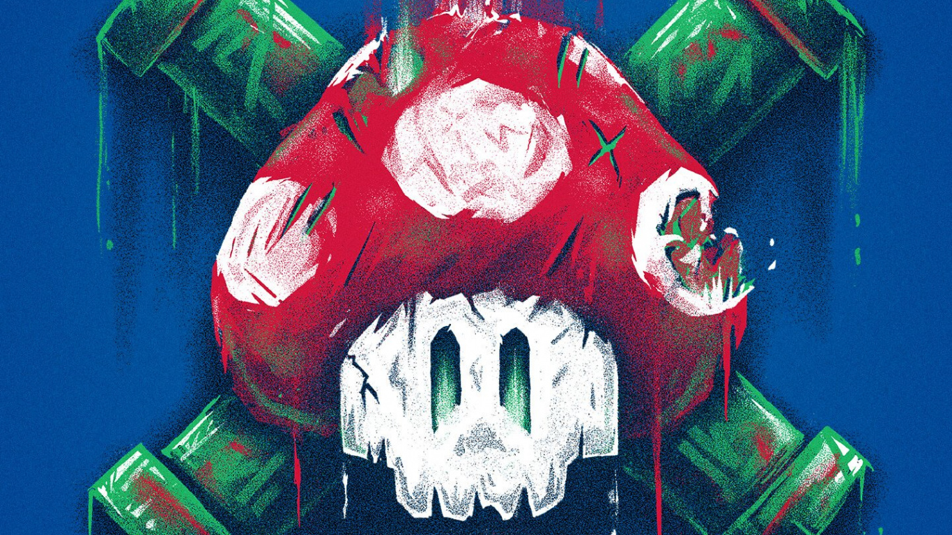 Crâne de Champignon Mario, Super Mario Bros, T-shirt, Royaume Des Champignons, Champignon. Wallpaper in 1366x768 Resolution