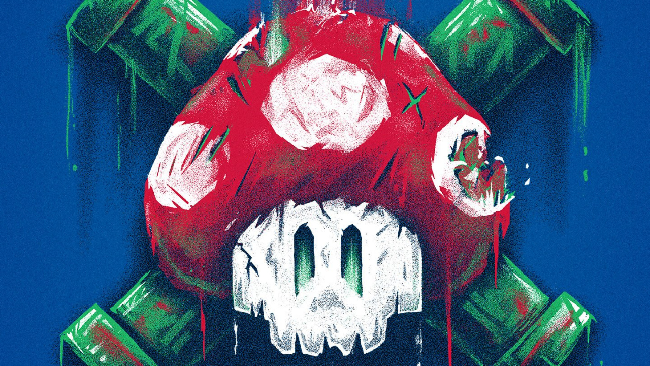 Cráneo de Hongo Mario, Super Mario Bros, Camiseta, Seta, Reino de Los Hongos. Wallpaper in 1280x720 Resolution