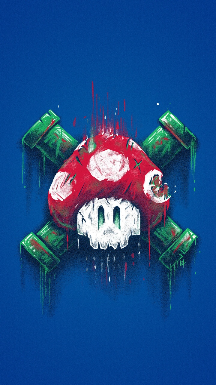 Mario-Pilz-Schädel, Super Mario Bros, T-shirt, Reich Der Pilze, Pilz. Wallpaper in 720x1280 Resolution