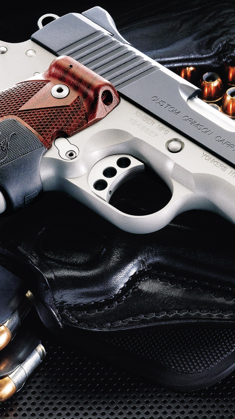 M1911 Pistol, Gun, Kimber Custom, Firearm, Trigger. Wallpaper in 750x1334 Resolution