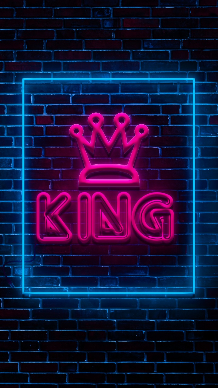 Neon-King-Logo, Leuchtreklame, Neon, Neon-Beleuchtung, Licht. Wallpaper in 720x1280 Resolution