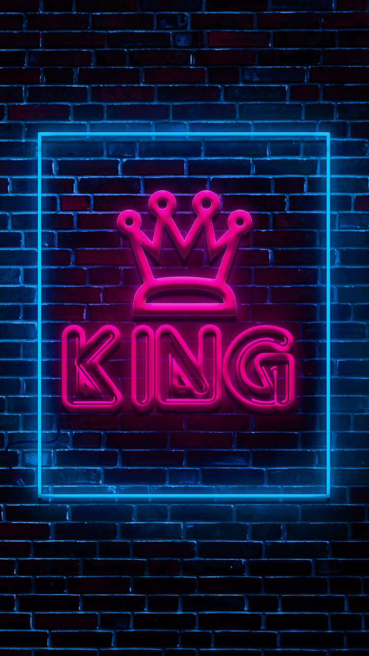 Neon-King-Logo, Leuchtreklame, Neon, Neon-Beleuchtung, Licht. Wallpaper in 750x1334 Resolution
