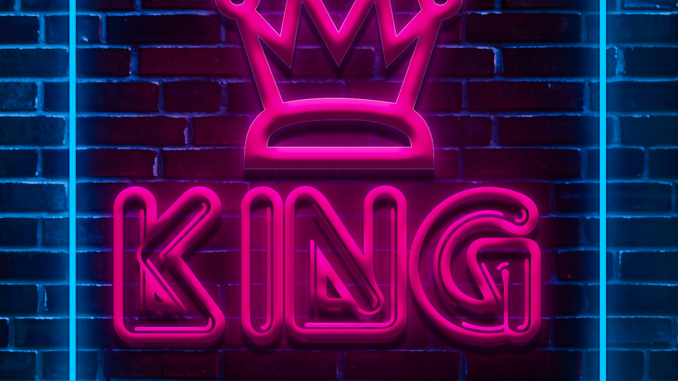 Neon King Logo, Neon Sign, Neon, Neon Lighting, Light. Wallpaper in 1366x768 Resolution