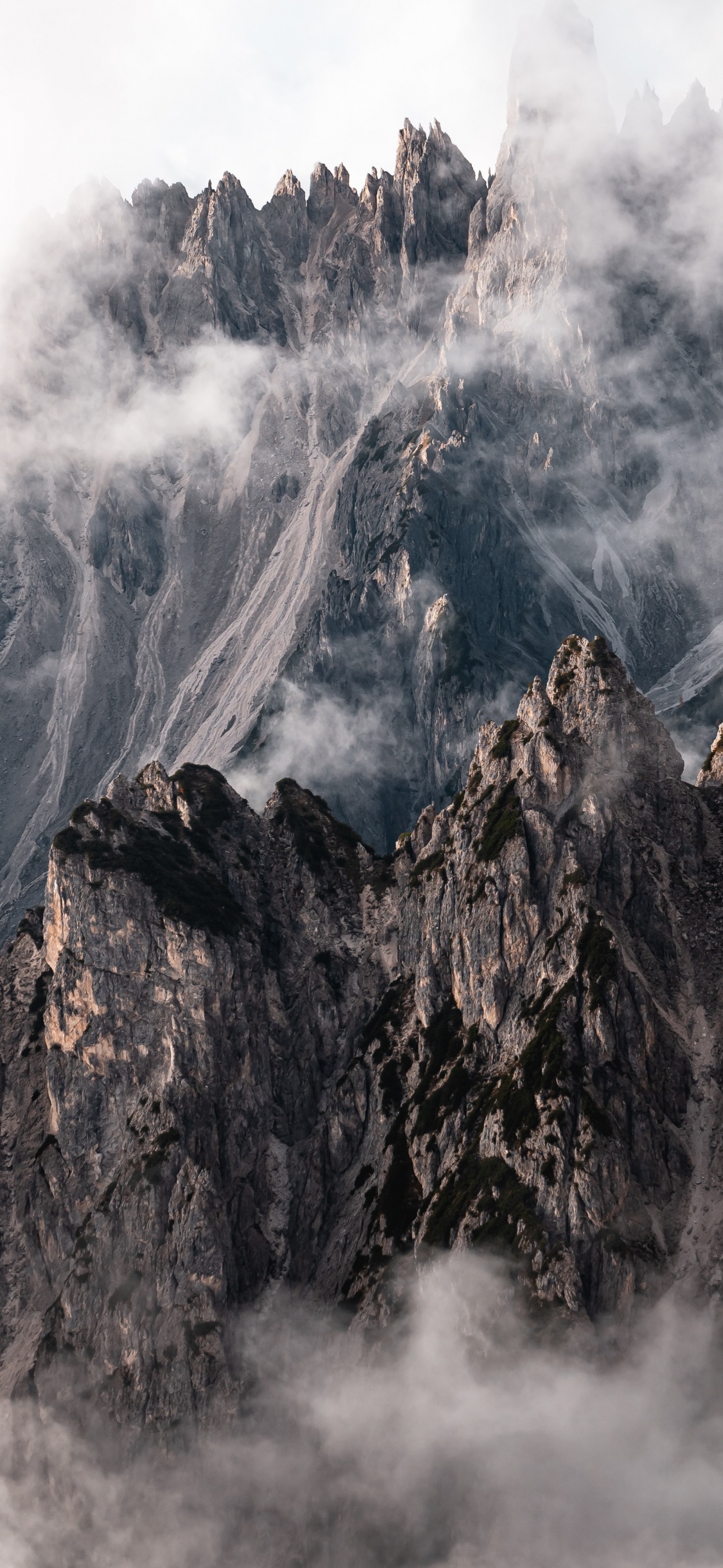 Mountain, Mountain Range, Mountainous Landforms, Rock, Smoke. Wallpaper in 1125x2436 Resolution
