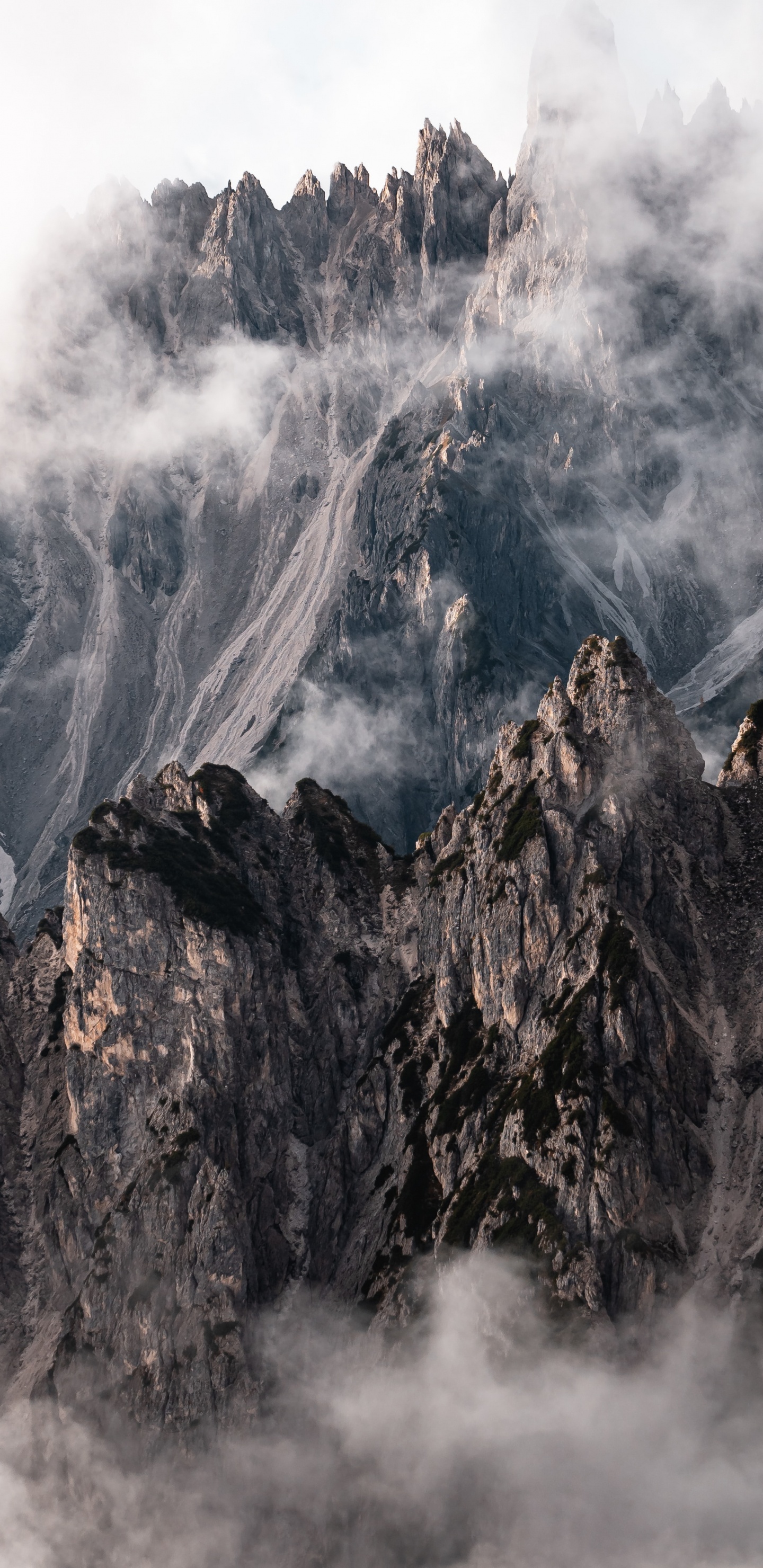 Mountain, Mountain Range, Mountainous Landforms, Rock, Smoke. Wallpaper in 1440x2960 Resolution