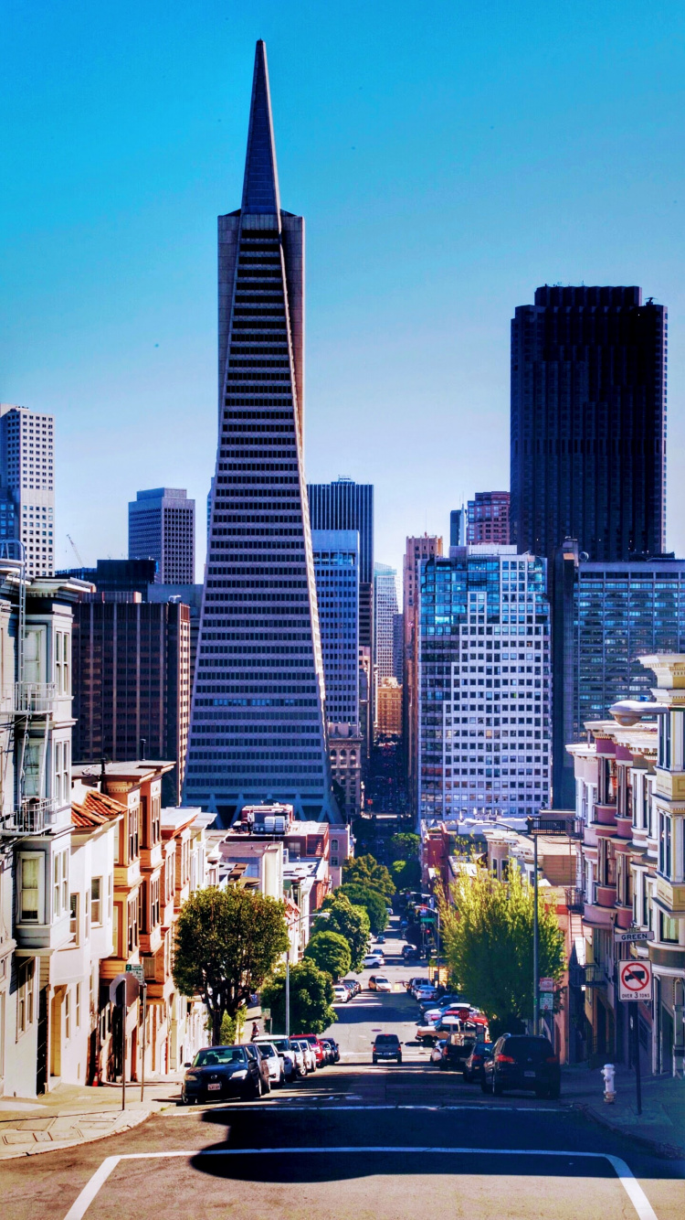 Transamerica-Pyramide, Gebäude, Wolkenkratzer, Tageszeit, Car. Wallpaper in 750x1334 Resolution