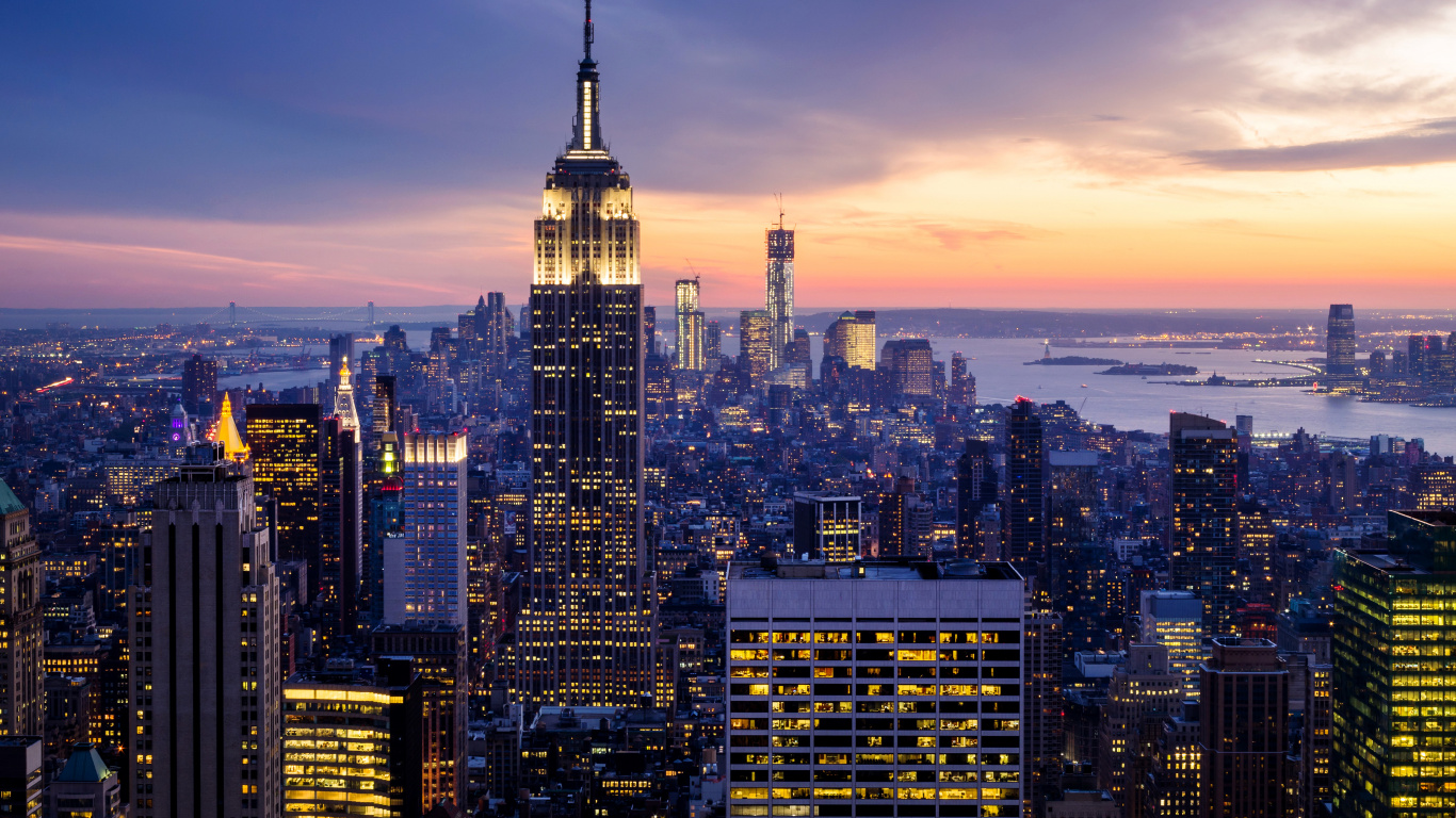 City Skyline During Night Time. Wallpaper in 1366x768 Resolution