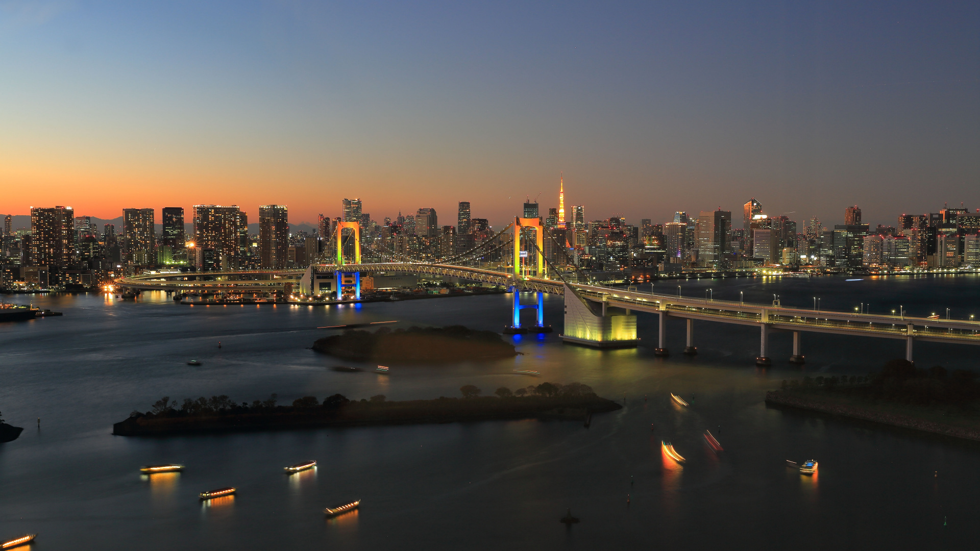 City Skyline During Night Time. Wallpaper in 1920x1080 Resolution