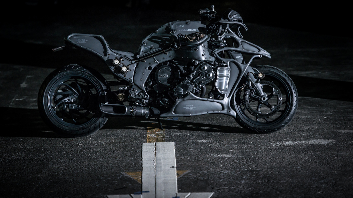 Schwarz-silbernes Cruiser-Motorrad. Wallpaper in 1366x768 Resolution