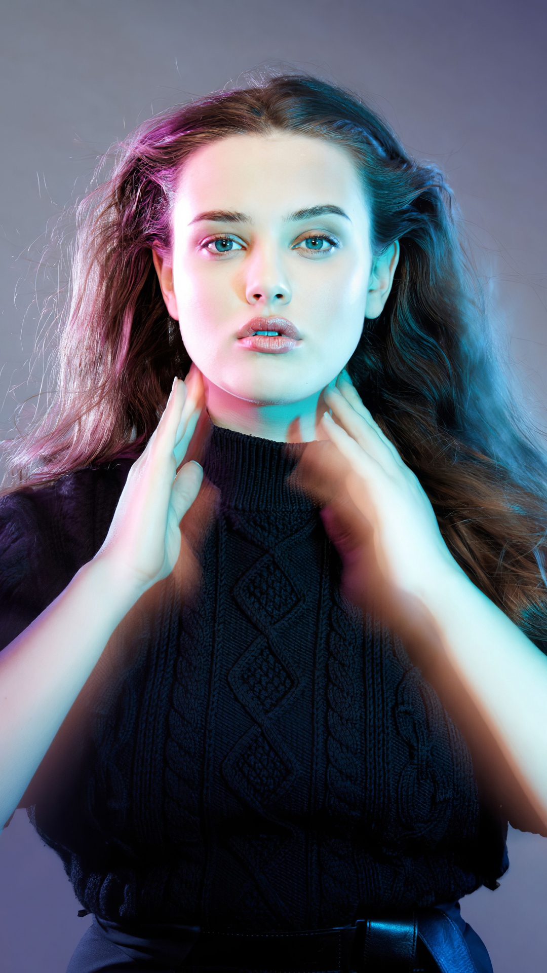 Katherine Langford, Hannah Baker, Hair, Face, Purple. Wallpaper in 1080x1920 Resolution