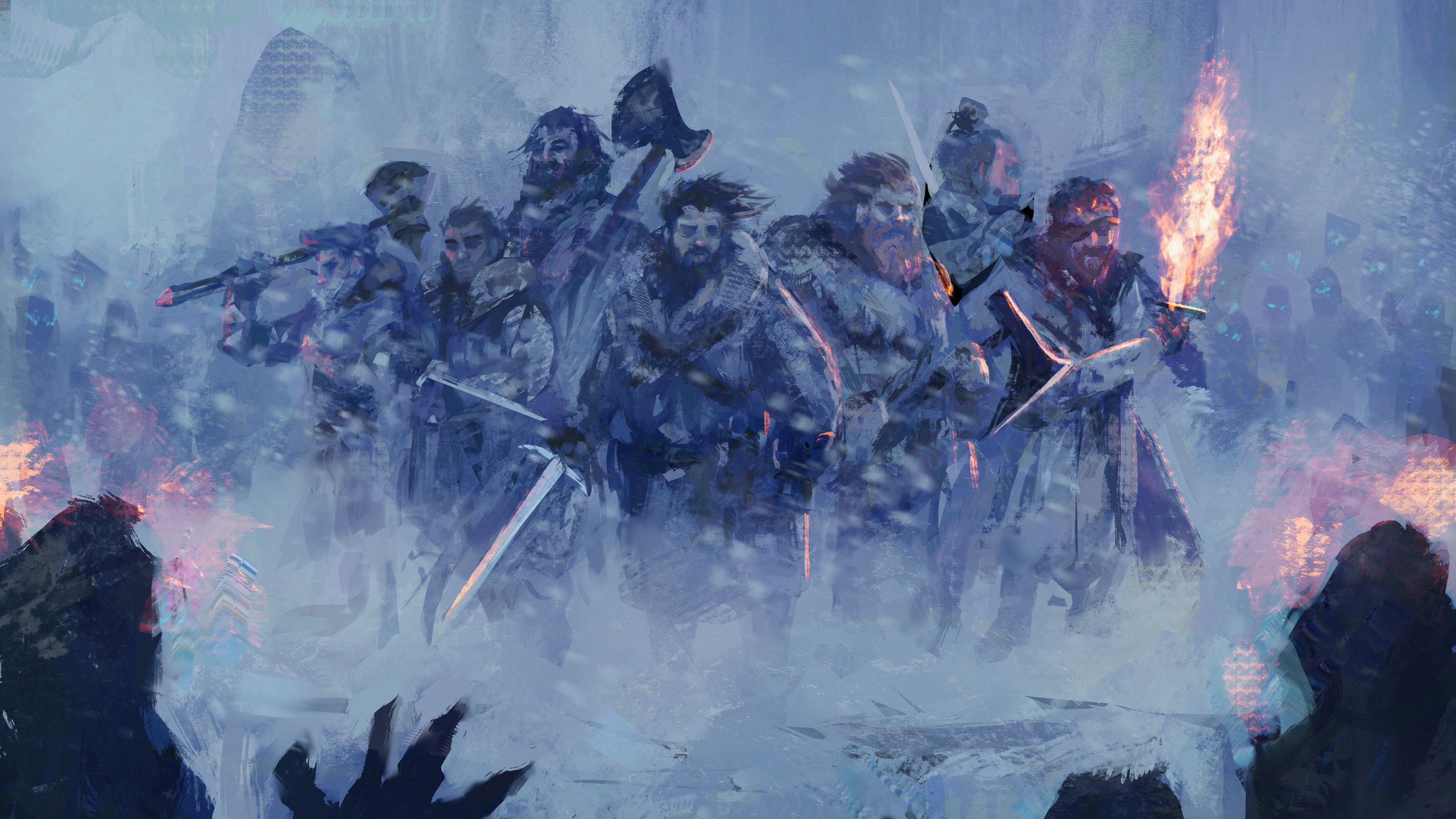 Groupe D'hommes en Chemise Rouge et Noire à Cheval. Wallpaper in 2560x1440 Resolution