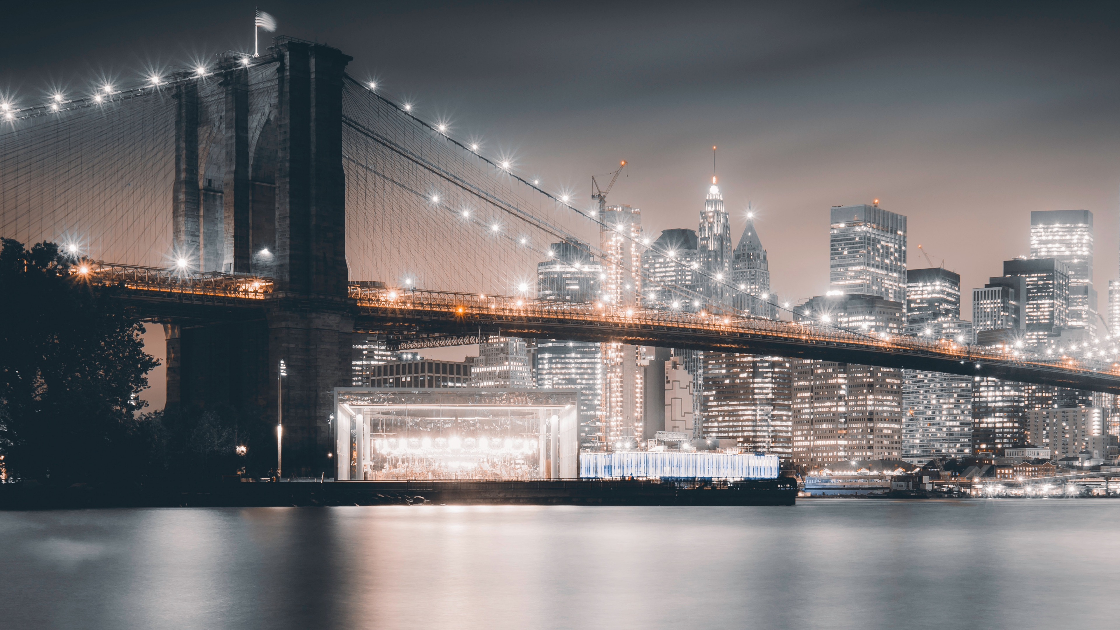 Bridge Over Water During Night Time. Wallpaper in 3840x2160 Resolution