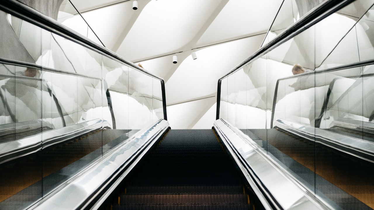 Black Escalator in a Tunnel. Wallpaper in 1280x720 Resolution