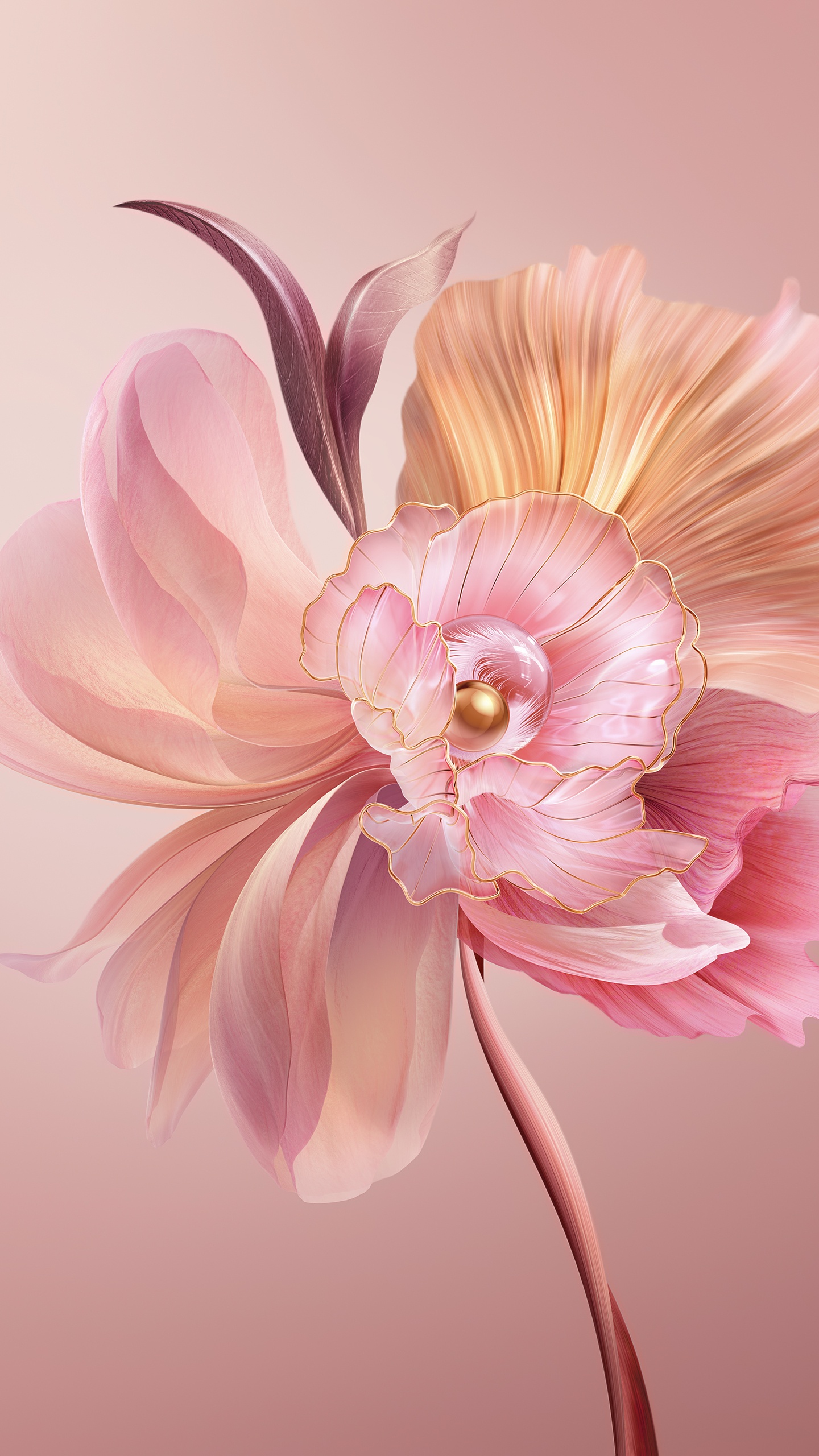 Pink, Blumenmuster, Ästhetik, Kunst, Blütenblatt. Wallpaper in 1440x2560 Resolution