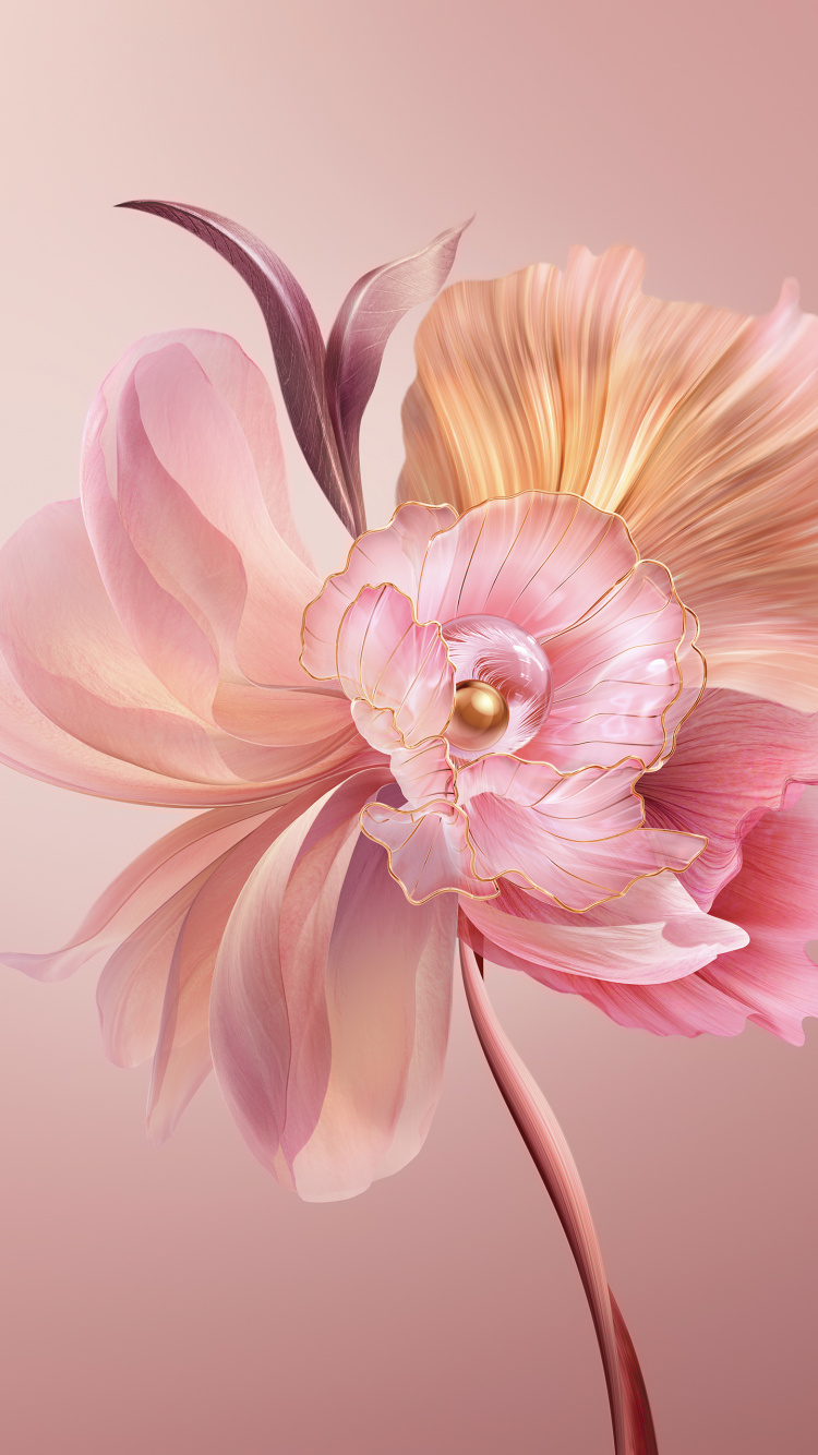 Pink, Blumenmuster, Ästhetik, Kunst, Blütenblatt. Wallpaper in 750x1334 Resolution