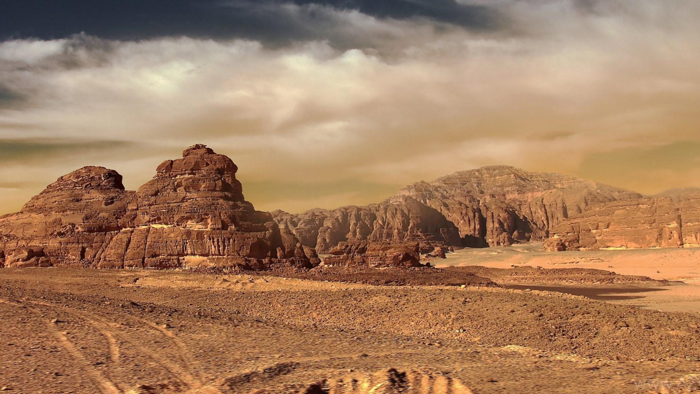 荒地, Wadi, 形成, 天空, 历史站 壁纸 1366x768 允许