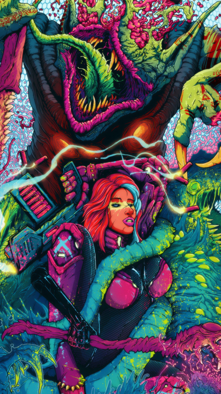 Arte, Diseño, Pintura de Arte, Verde, Morado. Wallpaper in 750x1334 Resolution