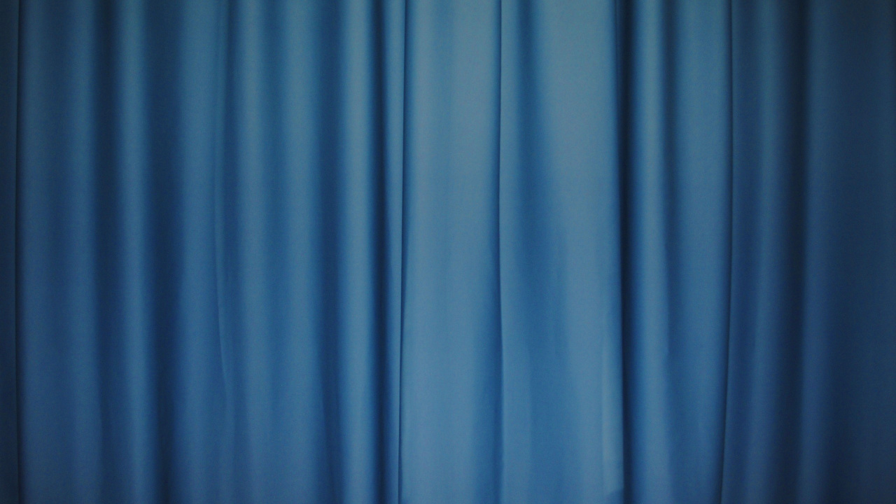 Blue Curtain on White Wall. Wallpaper in 1280x720 Resolution