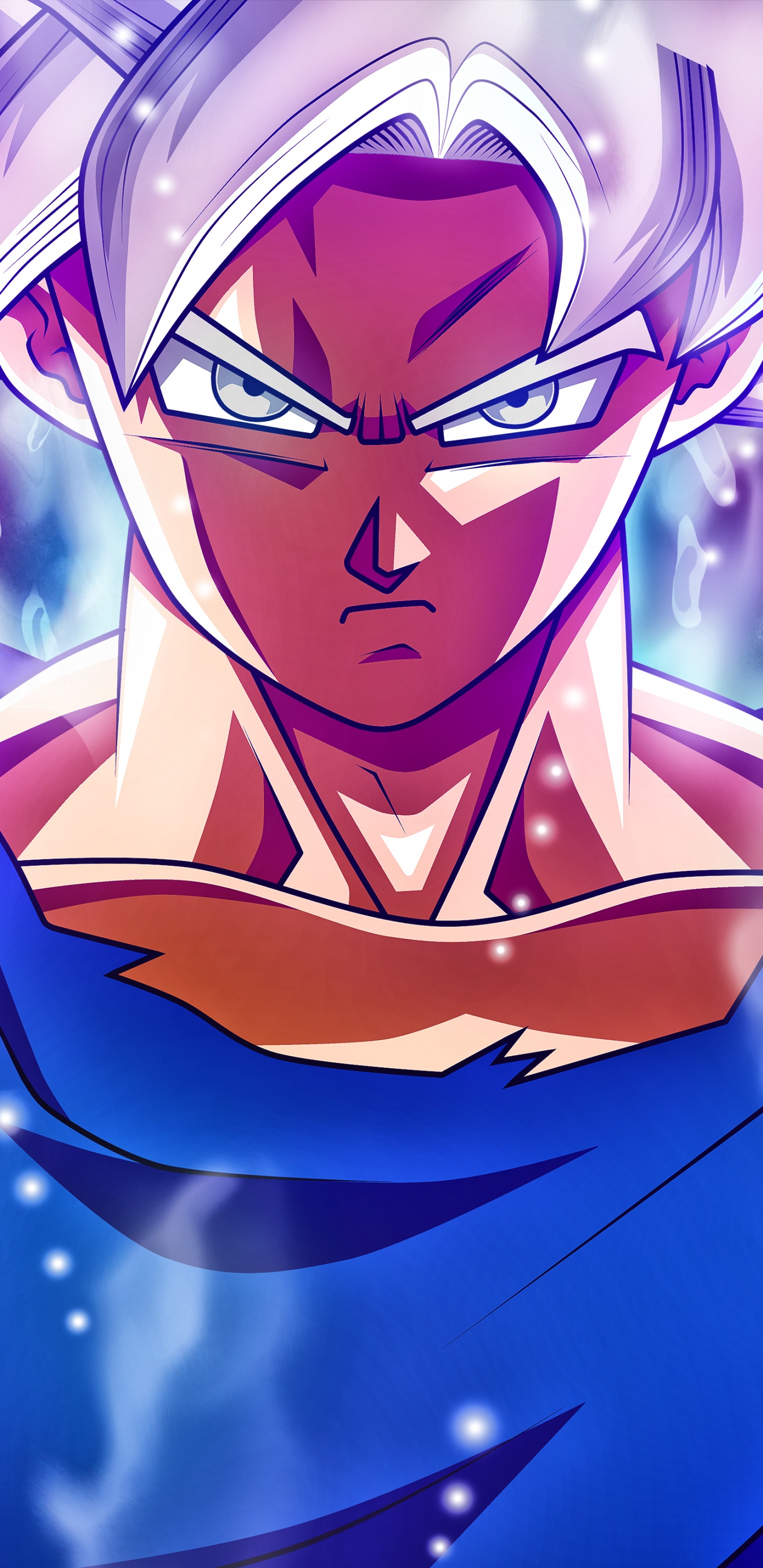 Blauhaariger Männlicher Anime-Charakter. Wallpaper in 1440x2960 Resolution