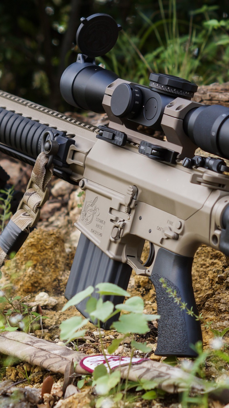 Gun, Firearm, Rifle, Airsoft Gun, Trigger. Wallpaper in 750x1334 Resolution