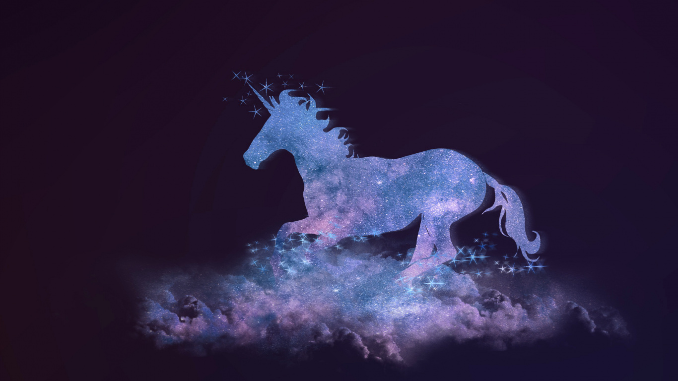 Cheval Brun Sur la Peinture de Nuages Blancs. Wallpaper in 1366x768 Resolution