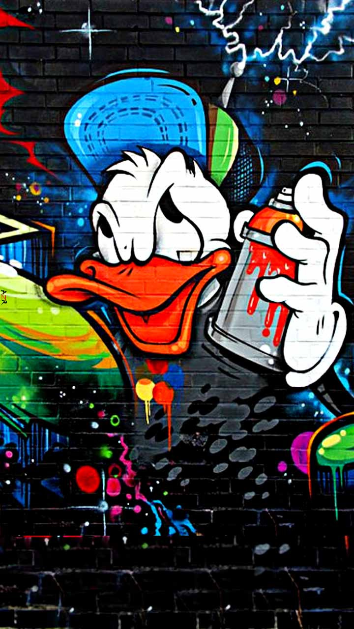 Donald Ente Graffiti, Donald Duck, Graffiti, Streetart, Kunst. Wallpaper in 720x1280 Resolution