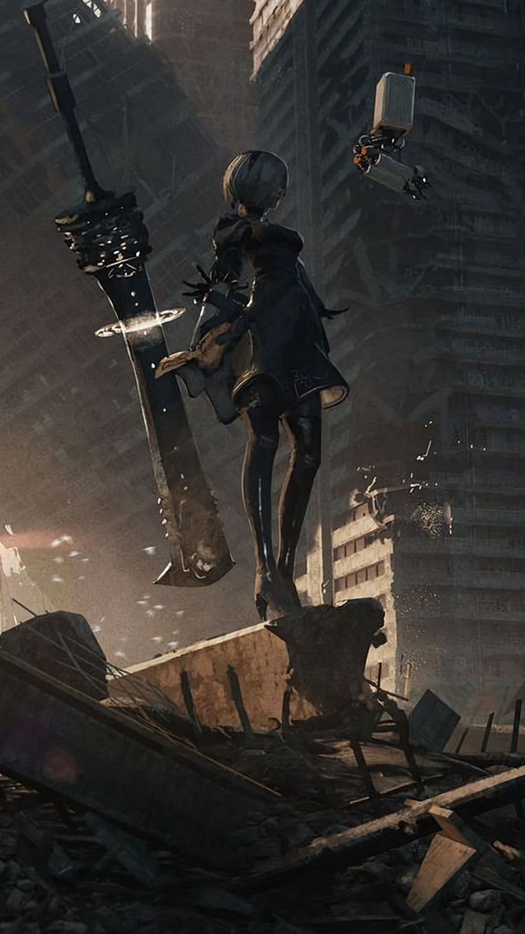 Nier City Ruins, Nier Automata, Nier, Nier Art, The Nier Automata Church. Wallpaper in 750x1334 Resolution