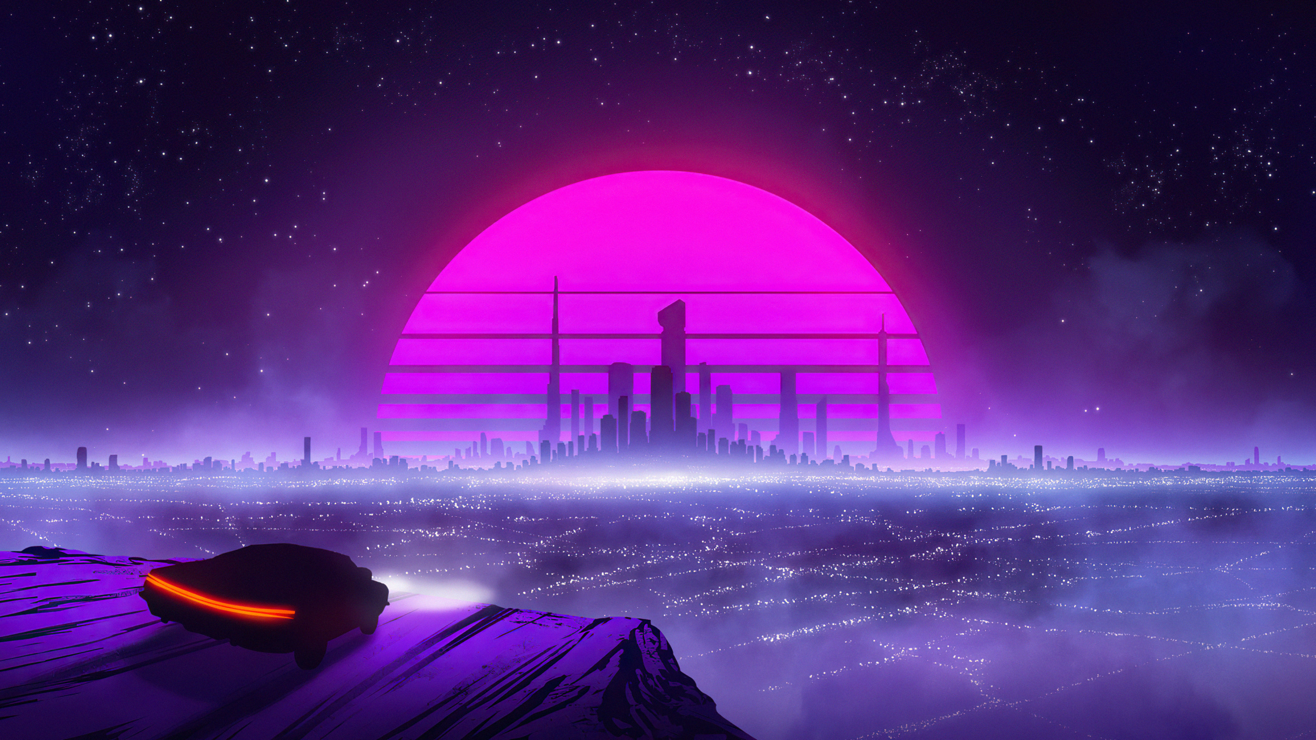 Vaporwave, Ambiente, Arte, Agua, Edificio. Wallpaper in 2560x1440 Resolution