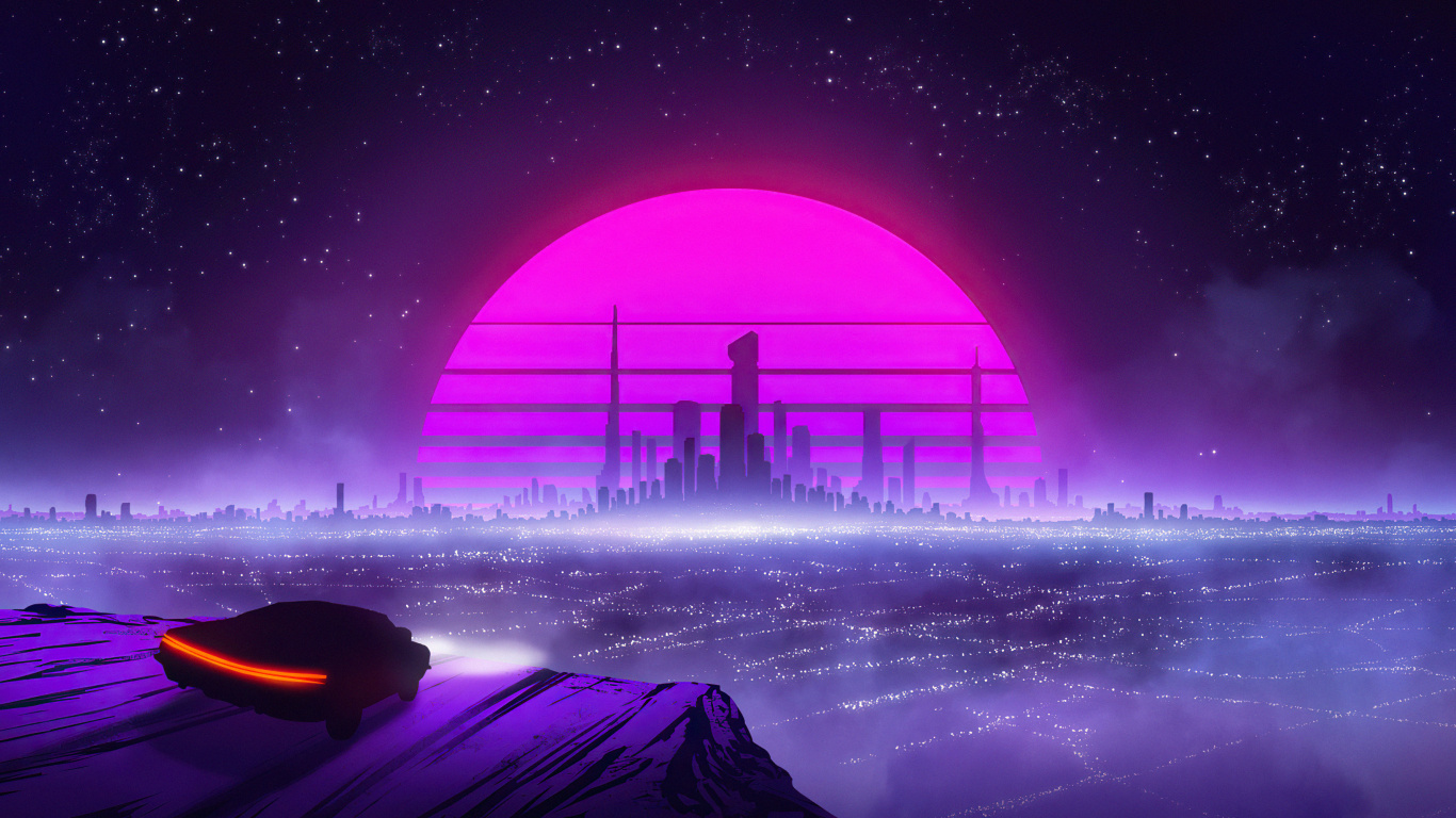 Vaporwave, Atmosphere, Art, Water, Building. Wallpaper in 1366x768 Resolution