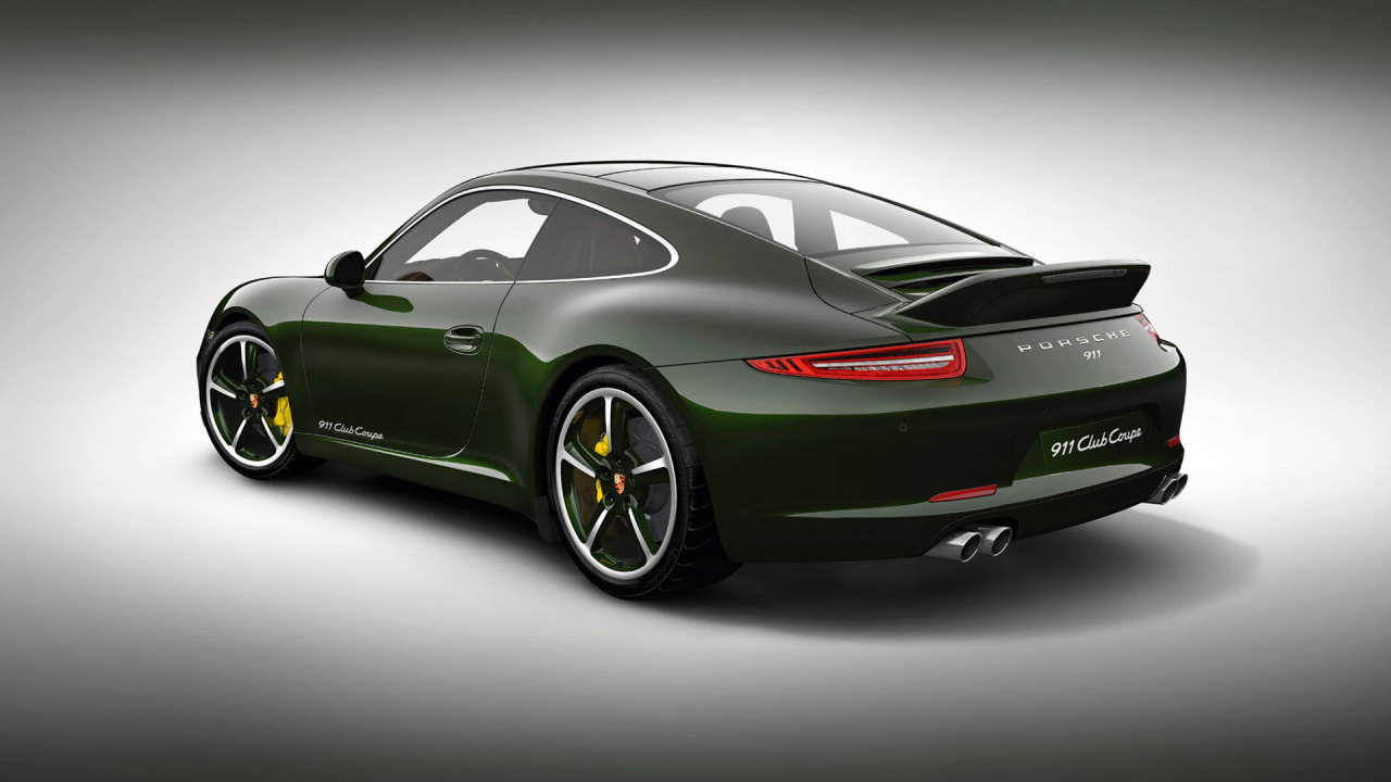 Green Porsche 911 Coupe on White Background. Wallpaper in 1280x720 Resolution