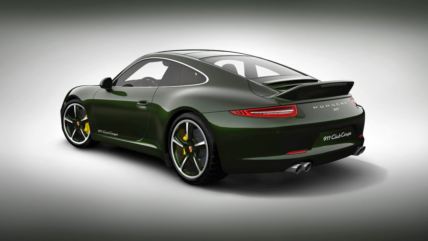 Porsche 911 Coupe Verde Sobre Fondo Blanco.. Wallpaper in 1366x768 Resolution