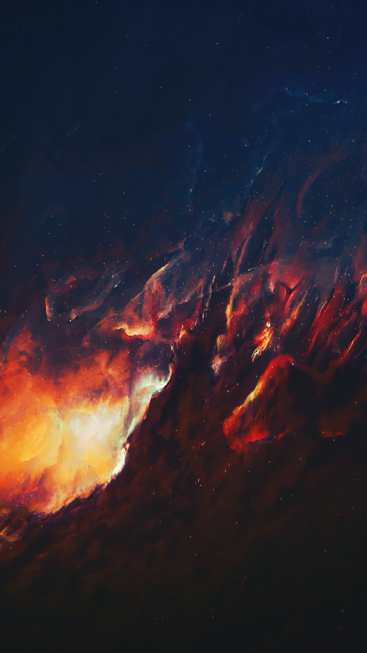 Black and Orange Abstract Painting. Wallpaper in 720x1280 Resolution