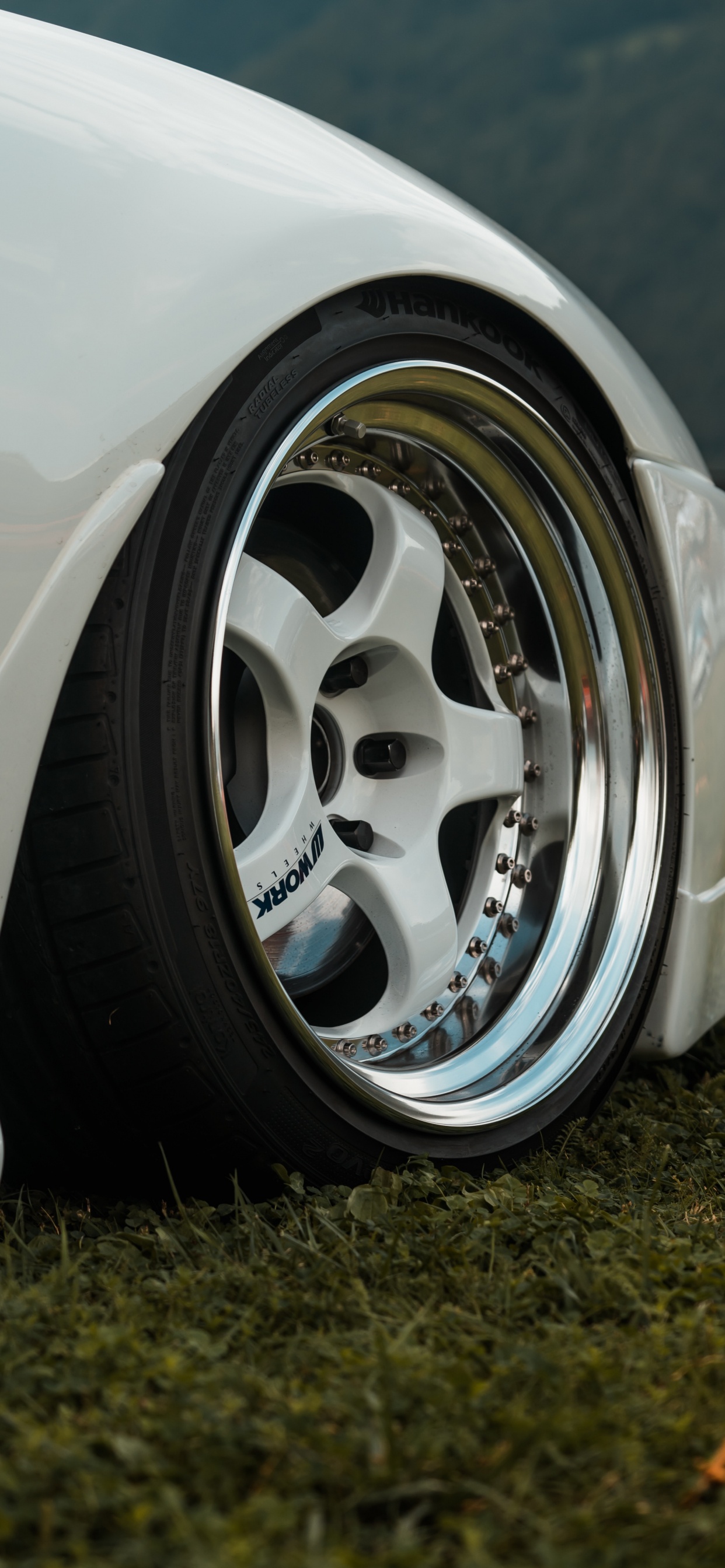 Roue de Voiture Blanche et Noire. Wallpaper in 1242x2688 Resolution