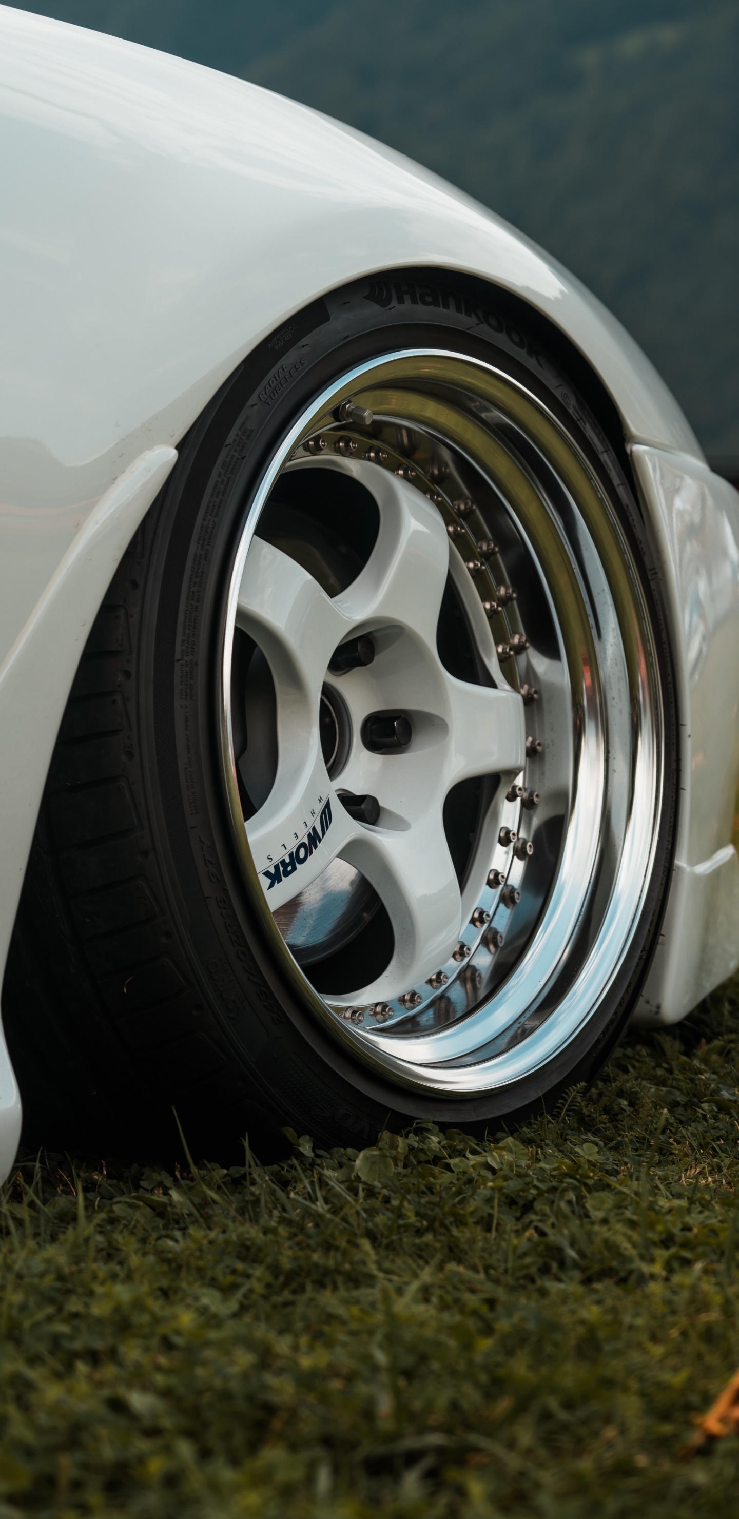 Roue de Voiture Blanche et Noire. Wallpaper in 1440x2960 Resolution