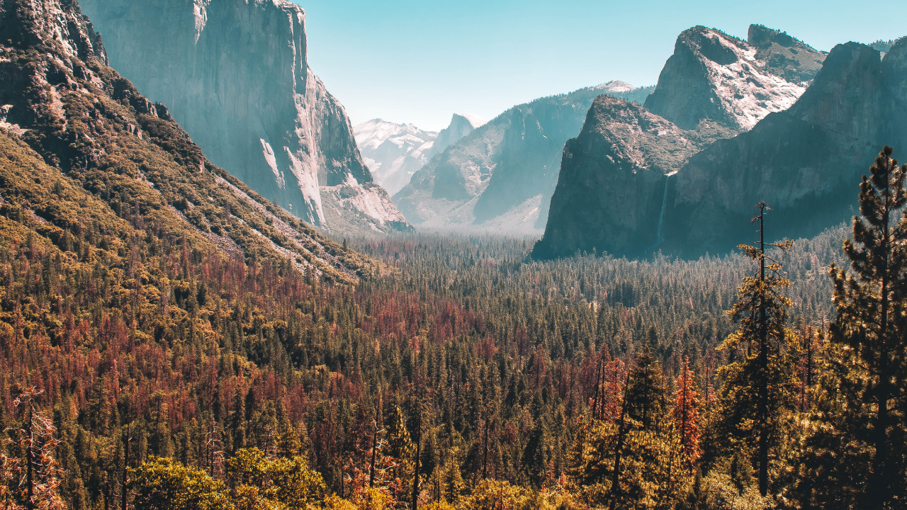 Yosemite Falls, Tunnel de Wawona, Demi-Dôme, le Parc National De, Death Valley National Park. Wallpaper in 1280x720 Resolution